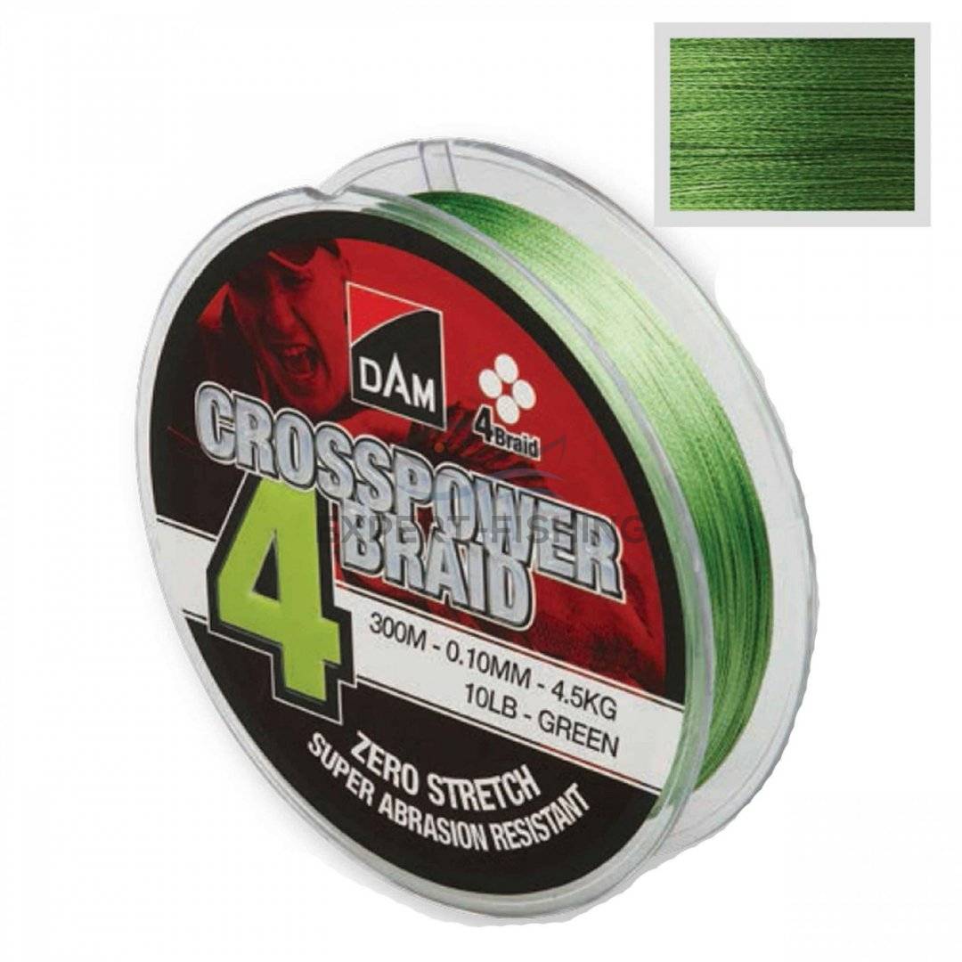 FIR TEXTIL DAM CROSSPOWER 4 BRAID GREEN 150m 0.13mm 6.8kg