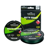 FIR TEXTIL WIZARD MXT 8 DARK GREEN TEFLON BRAIDED LINE 0.08mm 150m 8.1kg